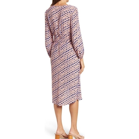Diane Von Frustenberg Pink blue Draco Abstract print  3/4 sleeve dress 4 NWT - Picture 2 of 10